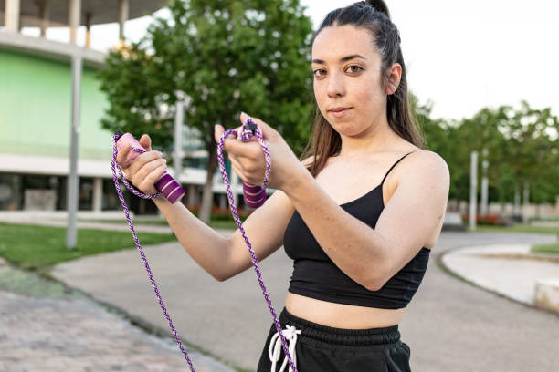 istock woman skipping rope 1446774934