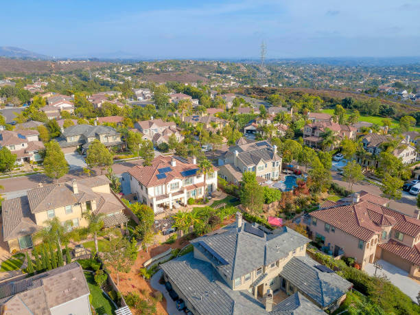 istock Upper class community in a high angle view at Double Peak Park in San Marcos, California 1446778048
