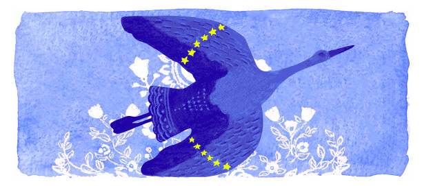 Flying stork. Peace symbol, no war concept