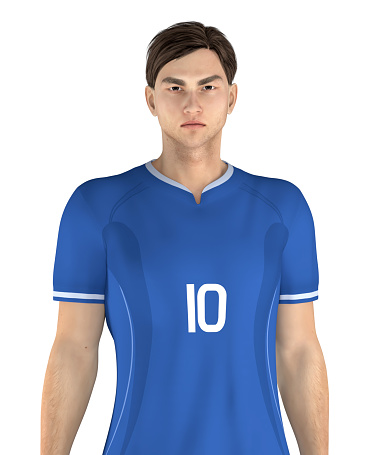 3D illustrations of two soccer players from different teams. Isolated on white background.