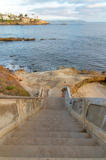 The Sea Ranch: Stairs on the beach by the ocean in northern California