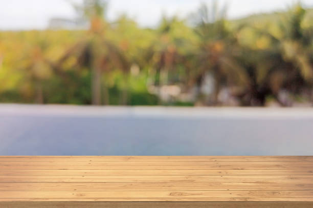 istock board woods blur background landscape with coconut tree and sunset sky 1446798065