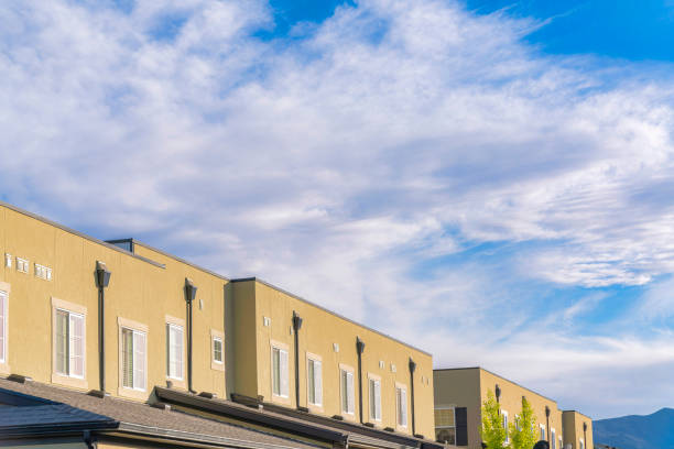 istock Modern townhouses with rain gutters at Daybreak, Utah 1446799205