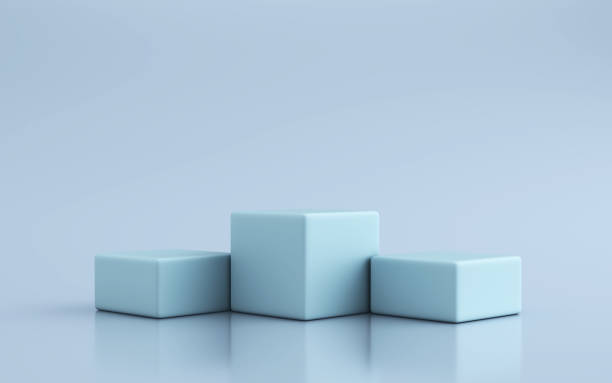 istock 3d render empty pastel color blue cubes podium on blue background - stock photo 1446799246