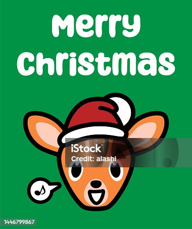 istock A cute deer or doe wearing a Santa hat wishes You a Merry Christmas 1446799867