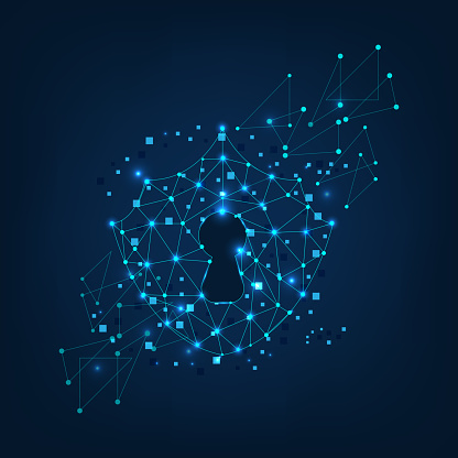 Line Background Security Design Security Shield Protection Form Lines Triangles And Particle Style ...
