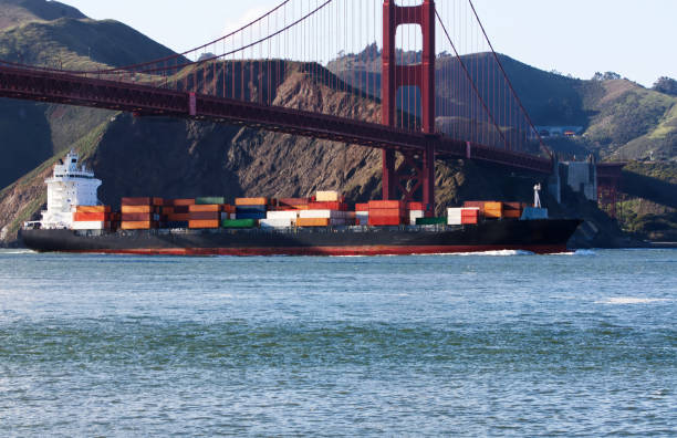 istock Container Ship Sailing Under Golden Gate Bridge San Francisco 1446806092