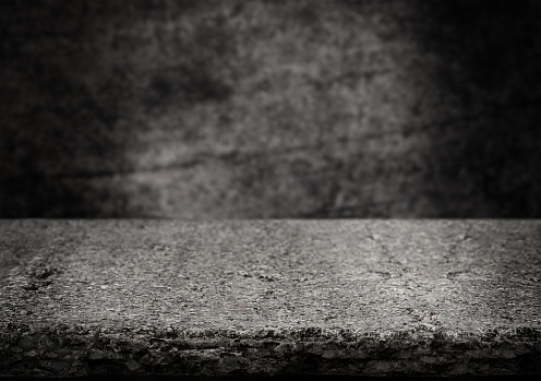 Cement shelf and floor on concrete background with copy space