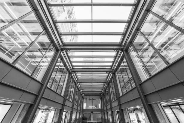 Interior view of modern shopping mall. Building abstract background