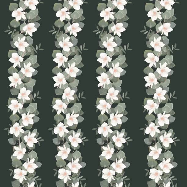 drukować - sweet magnolia tree blossom white stock illustrations