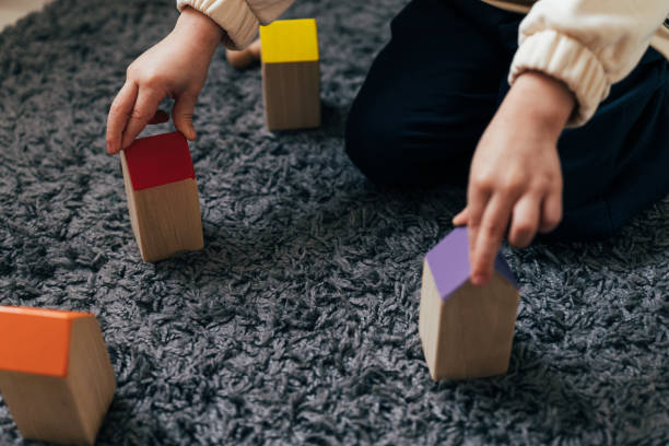 istock Little boy playing wooden toys 1446820739
