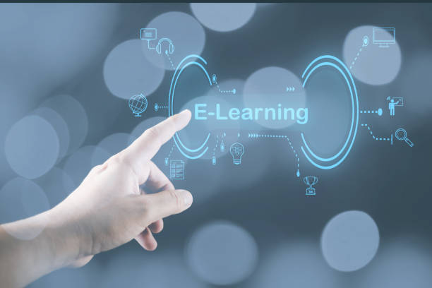 istock e-learning and education concept, woman's hand using a smartphone, showing icons, learning through a technological medium or online. that reduces the constraints on time and place of study 1446823230