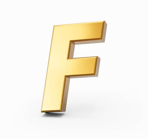 istock Shiny Golden alphabet F isolated on a white background 1446828252