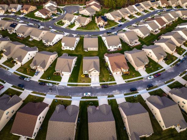 Aerial view of a typical American residential area in New Jersey An aerial view of a typical American residential area in New Jersey cherry hill nj stock pictures, royalty-free photos & images