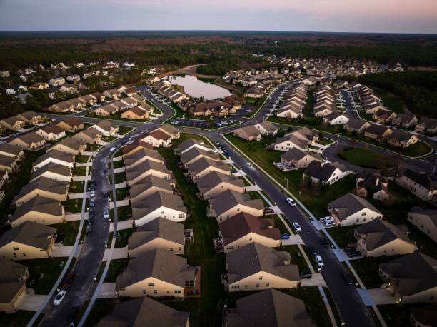 Aerial view of a typical American residential area in New Jersey An aerial view of a typical American residential area in New Jersey cherry hill nj stock pictures, royalty-free photos & images