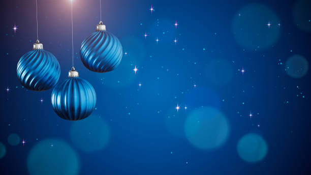 istock Christmas Baubles or Ornaments card or background in blue background 1446833006