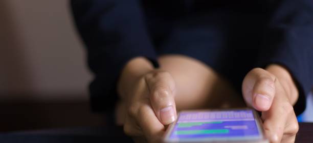 istock Female using smartphone and typing sms - social media concept 1446837033