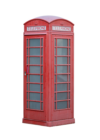 Red phone booth box container isolated on white background