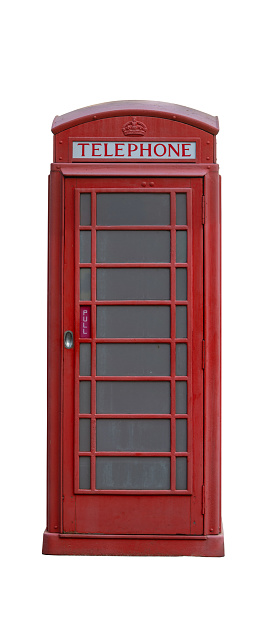 Vintage Red phone box photo isolated on white background