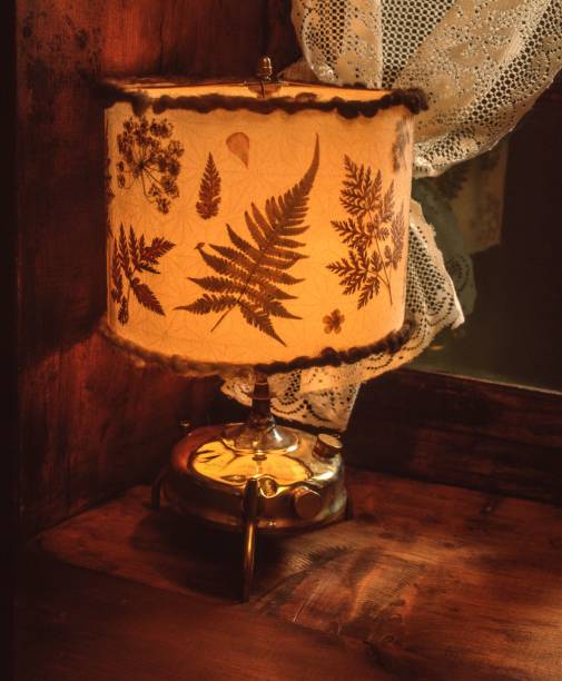 Vintage lamp on the window platform