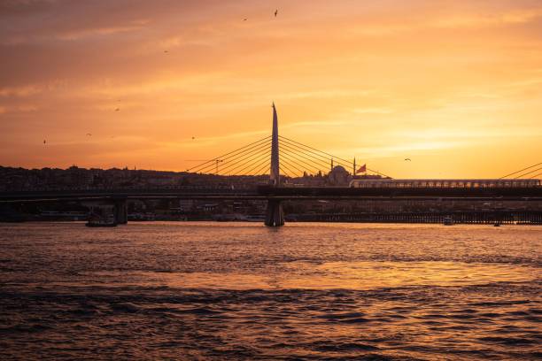 istock Beautiful view of Istanbul harbor at sunset during summer 1446840744