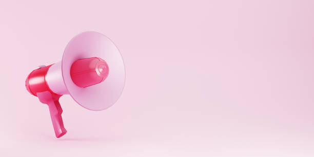 istock Pink megaphone loudspeaker on pink background with copy space. 1446842017