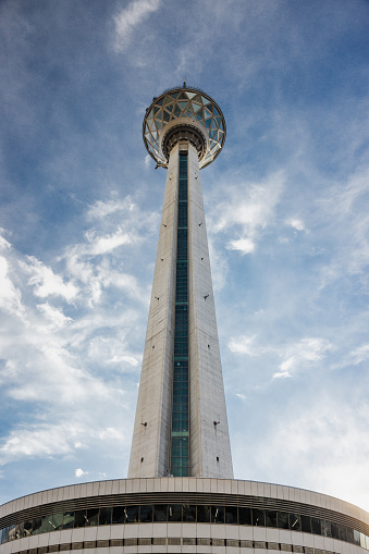 Milad tower, view looking up at the tower, Tehran Iran