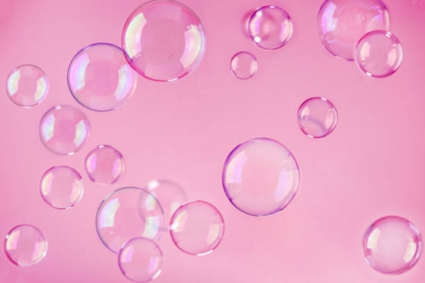 Abstract beautiful viva magenta soap bubbles background.