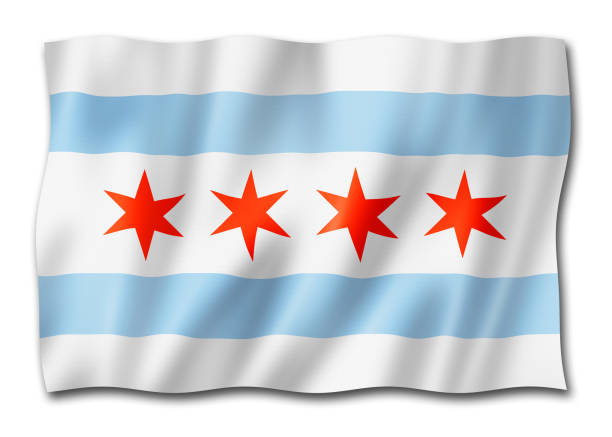 istock Chicago city flag, Illinois, USA 1446845410