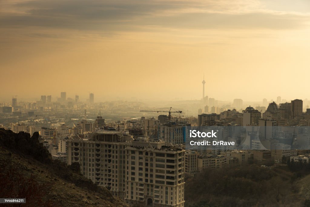 Central and southern Tehran and Milad tower, Tehran Iran Tehran Stock Photo