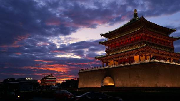 istock Mesmerizing calm sunset over the Beijing Bell and Drum Towers 1446848212