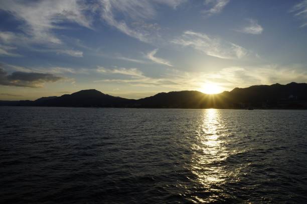 istock Beautiful sunset over the water in Japan. 1446849766
