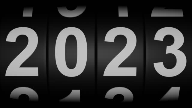 2000 to 2023 retro countdown slot machine new year animation background