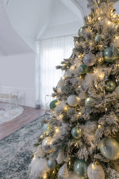 istock Christmas decorated interior room with New year tree 1446860249
