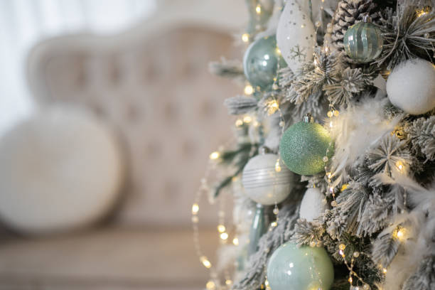 istock Christmas decorated interior room with New year tree 1446860393