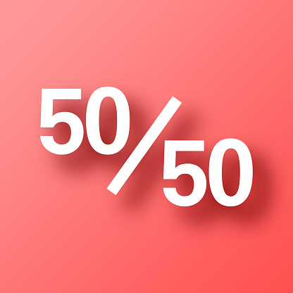 Ilustración de 50 50 Cincuenta Y Cincuenta Icono Sobre Fondo Rojo Con Ilustración de 50 50 Cincuenta Y Cincuenta Icono Sobre Fondo Rojo Con