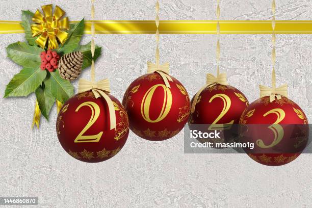 Capodanno 2023 Il Nuovo Anno 2023 Con Decorazione Natalizia Illustrazione 3d Stock Photo - Download Image Now
