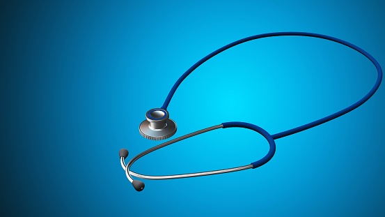 Medical stethoscope on blue background