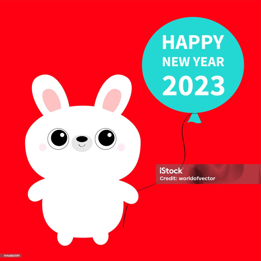 Chúc Mừng Năm Mới 2023 Năm Thỏ Bunny Cầm Khinh Khí Cầu Nhân Vật ...