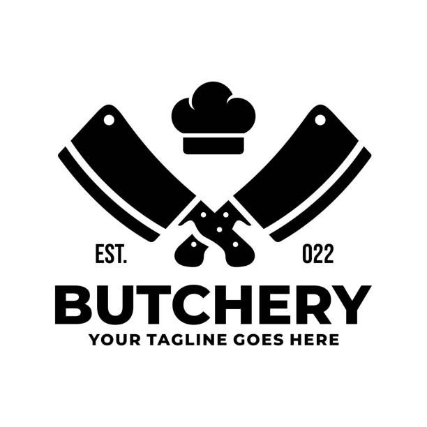 肉屋のロゴデザインベクターイラスト - meat butchers shop raw market点のイラスト素材／クリップアート素材／マンガ素材／アイコン素材