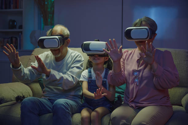 istock Asian elderly with child play VR video game 1446862643