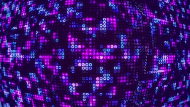 Glowing Neon Light Disco Ball - Shining Digital Led Dots Background