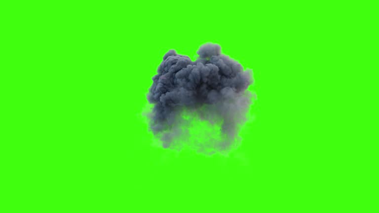 realistic explosion on green background. explosion isolated. visual effect on green screen