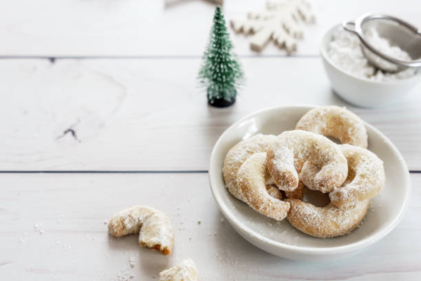 istock Baked vanilla crescents in a bowl 1446869389