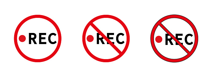 No record vector icons. Prohibited video icon. Vector illustration isolated on white background. eps 10