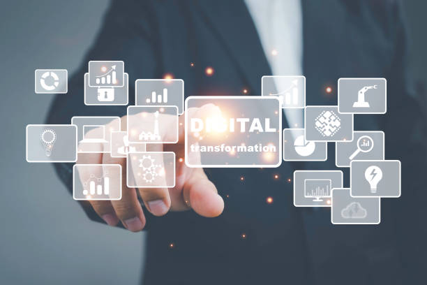 istock Digital transformation technology strategy, digitization and digitalization of business processes and data, optimize and automate operations, customer service management, internet and cloud computing 1446870916