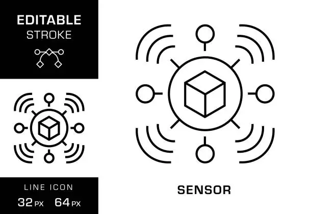 Vector illustration of Sensor Editable Stroke Line Icon Design