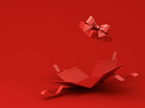istock All red gift box concepts blank open present box or opening gift box with red ribbon bow isolated on dark red background for christmas and chinese new year decorations minimal conceptual 3D rendering 1446873985