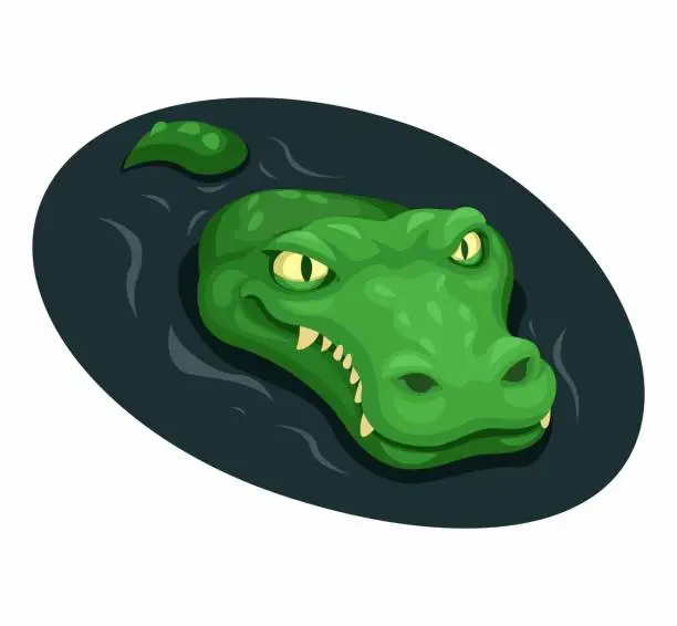 Vector illustration of Crocodile swimming on river symbol cartoon illustration vector