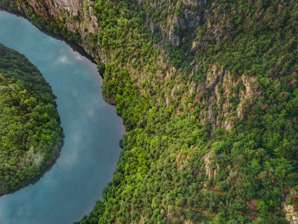 istock river canyon with river and colorful forest. Horseshoe bend, Vltava river, Czech republic. Beautiful landscape with river. Maj lookout. 1446877592